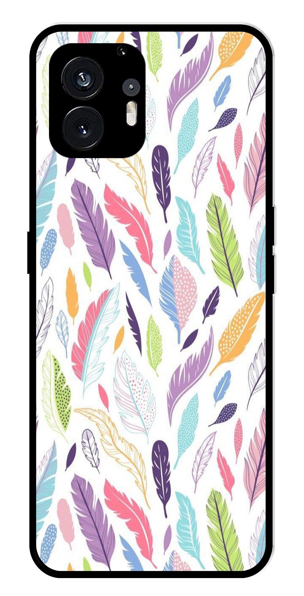 Colorful Feathers Metal Mobile Case for Nothing Phone 2   (Design No -06)