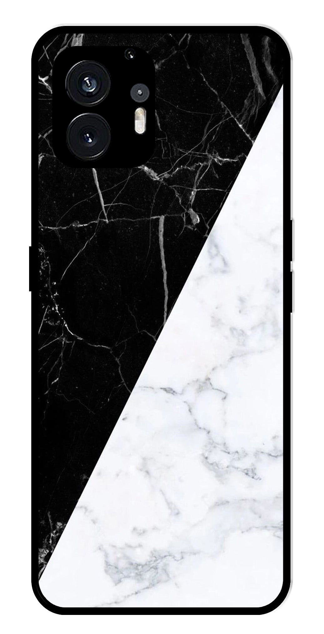 Black White Marble Design Metal Mobile Case for Nothing Phone 2   (Design No -09)