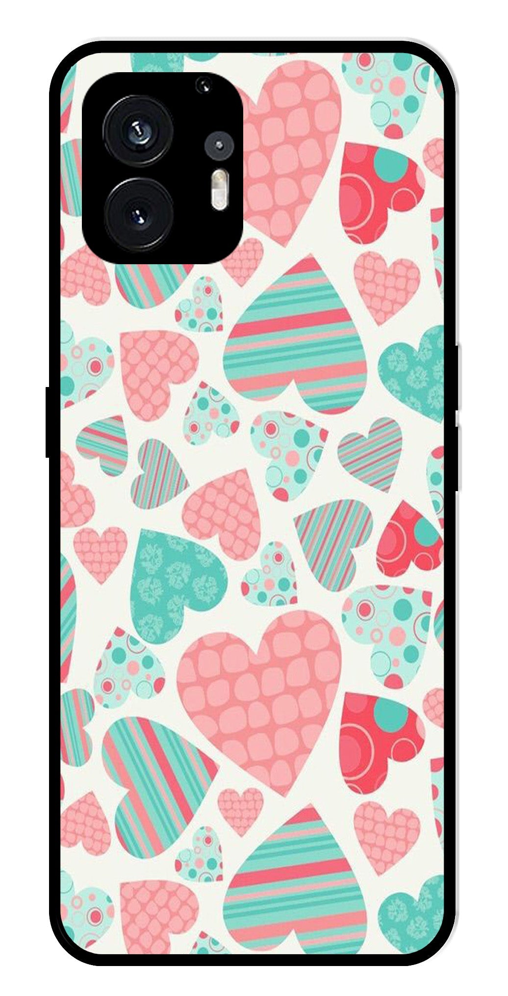 Hearts Pattern Metal Mobile Case for Nothing Phone 2   (Design No -22)