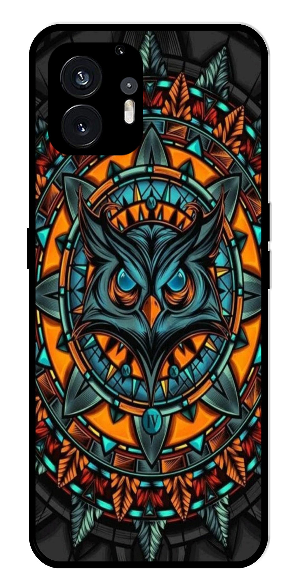 Owl Pattern Metal Mobile Case for Nothing Phone 2   (Design No -42)