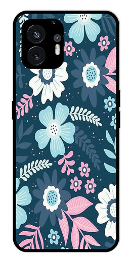 Flower Leaves Design Metal Mobile Case for Nothing Phone 2   (Design No -50)
