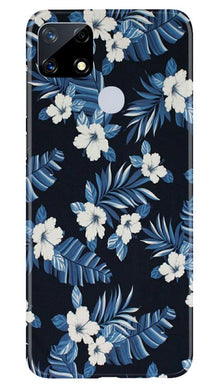 White flowers Blue Background2 Mobile Back Case for Realme Narzo 20 (Design - 15)