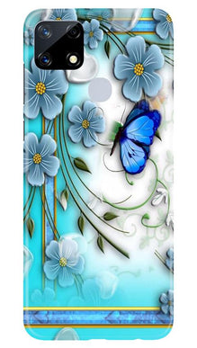 Blue Butterfly Mobile Back Case for Realme Narzo 20 (Design - 21)