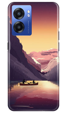 Mountains Boat Mobile Back Case for Realme Narzo 50 5G (Design - 150)