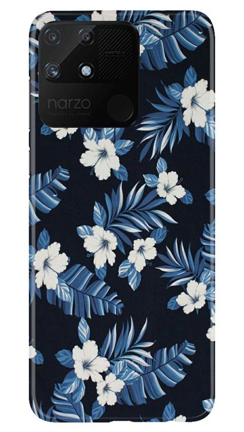 White flowers Blue Background2 Case for Realme Narzo 50A