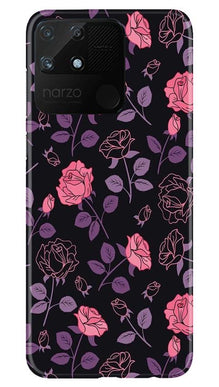 Rose Black Background Mobile Back Case for Realme Narzo 50A (Design - 27)
