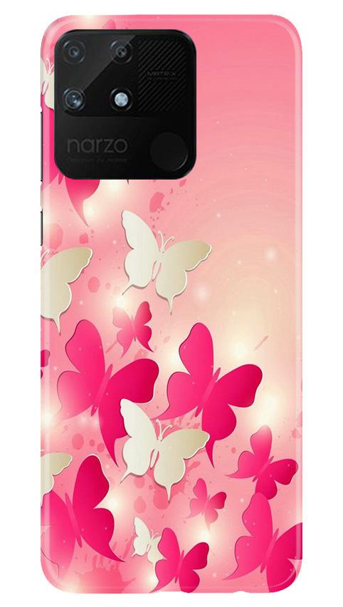 White Pick Butterflies Case for Realme Narzo 50A