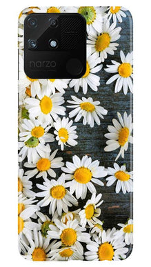 White flowers2 Mobile Back Case for Realme Narzo 50A (Design - 62)