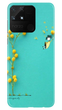 Flowers Girl Mobile Back Case for Realme Narzo 50A (Design - 216)