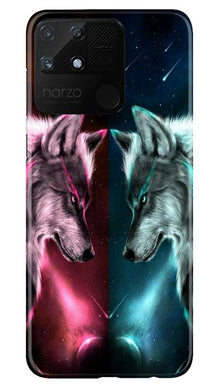 Wolf fight Mobile Back Case for Realme Narzo 50A (Design - 221)