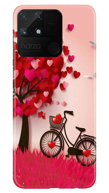 Red Heart Cycle Mobile Back Case for Realme Narzo 50A (Design - 222)