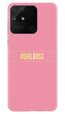 Girl Boss Pink Mobile Back Case for Realme Narzo 50A (Design - 263)