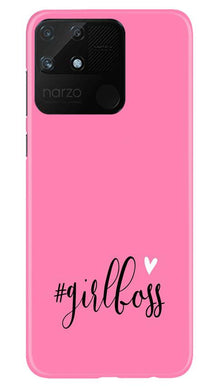 Girl Boss Pink Mobile Back Case for Realme Narzo 50A (Design - 269)
