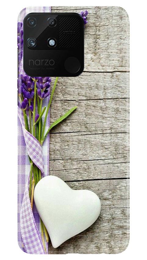 White Heart Case for Realme Narzo 50A (Design No. 298)
