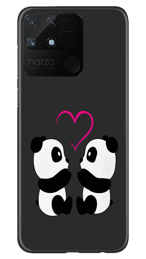 Panda Love Mobile Back Case for Realme Narzo 50A (Design - 398)