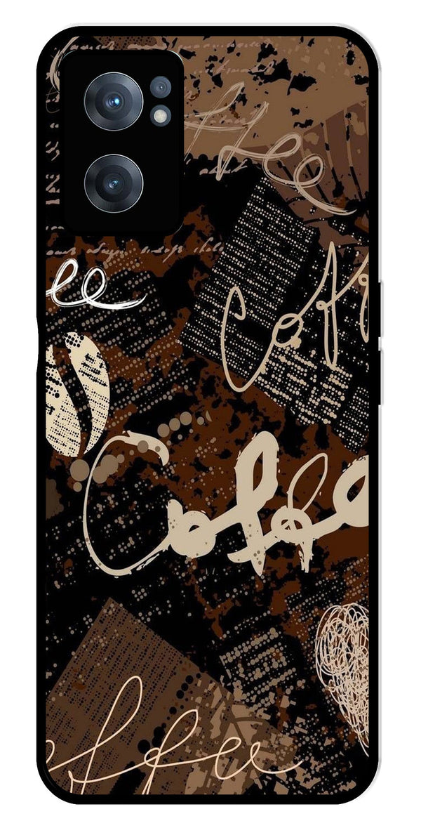 Coffee Pattern Metal Mobile Case for OnePlus Nord CE 2 5G
