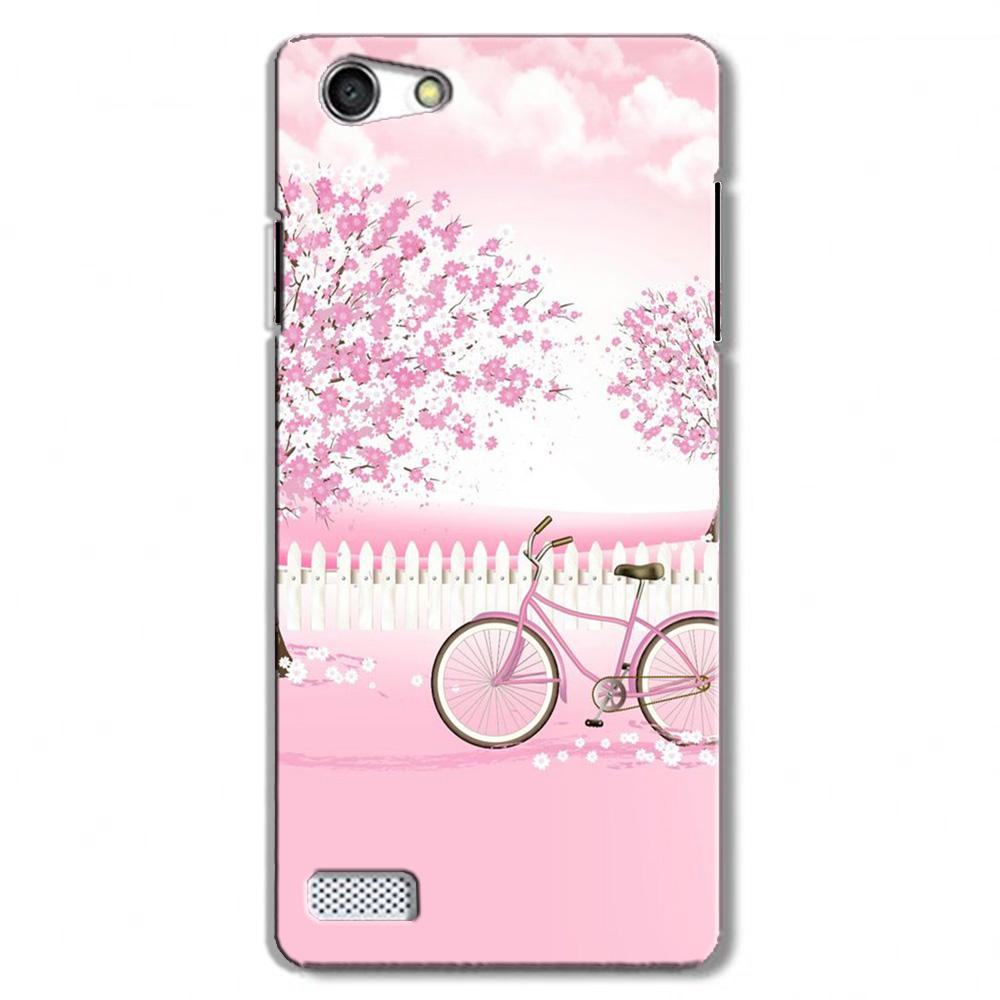Pink Flowers Cycle Case for Oppo A33/Neo 7  (Design - 102)