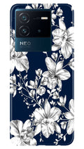 White flowers Blue Background Case for iQOO Neo 6 5G