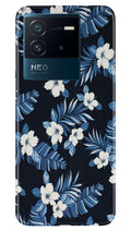 White flowers Blue Background2 Case for iQOO Neo 6 5G