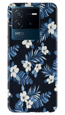 White flowers Blue Background2 Case for iQOO Neo 6 5G