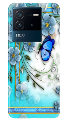 Blue Butterfly Mobile Back Case for iQOO Neo 6 5G (Design - 21)