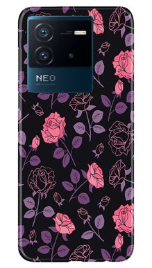 Rose Black Background Mobile Back Case for iQOO Neo 6 5G (Design - 27)