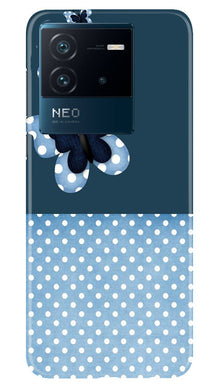 White dots Butterfly Mobile Back Case for iQOO Neo 6 5G (Design - 31)