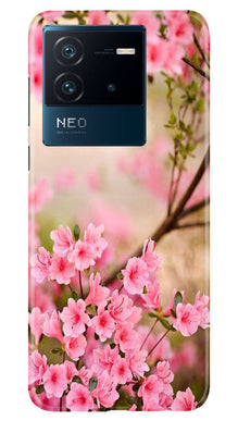 Pink flowers Mobile Back Case for iQOO Neo 6 5G (Design - 69)