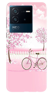 Pink Flowers Cycle Mobile Back Case for iQOO Neo 6 5G  (Design - 102)