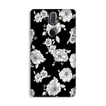 White flowers Black Background Case for Nokia 9 Pureview