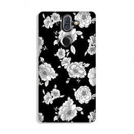 White flowers Black Background Case for Nokia 9 Pureview
