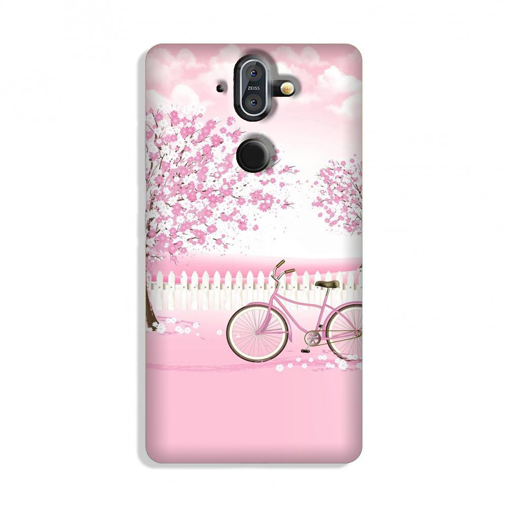 Pink Flowers Cycle Case for Nokia 9(Design - 102)