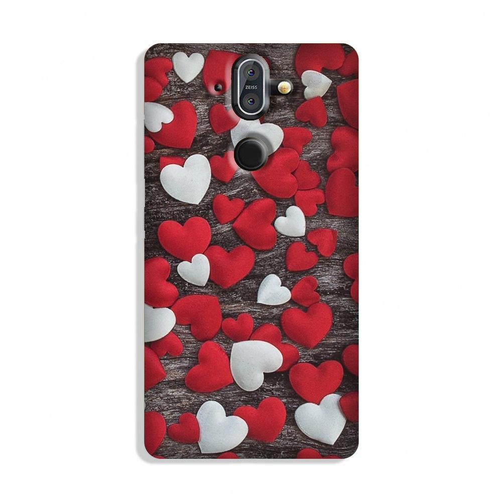 Red White Hearts Case for Nokia 9  (Design - 105)