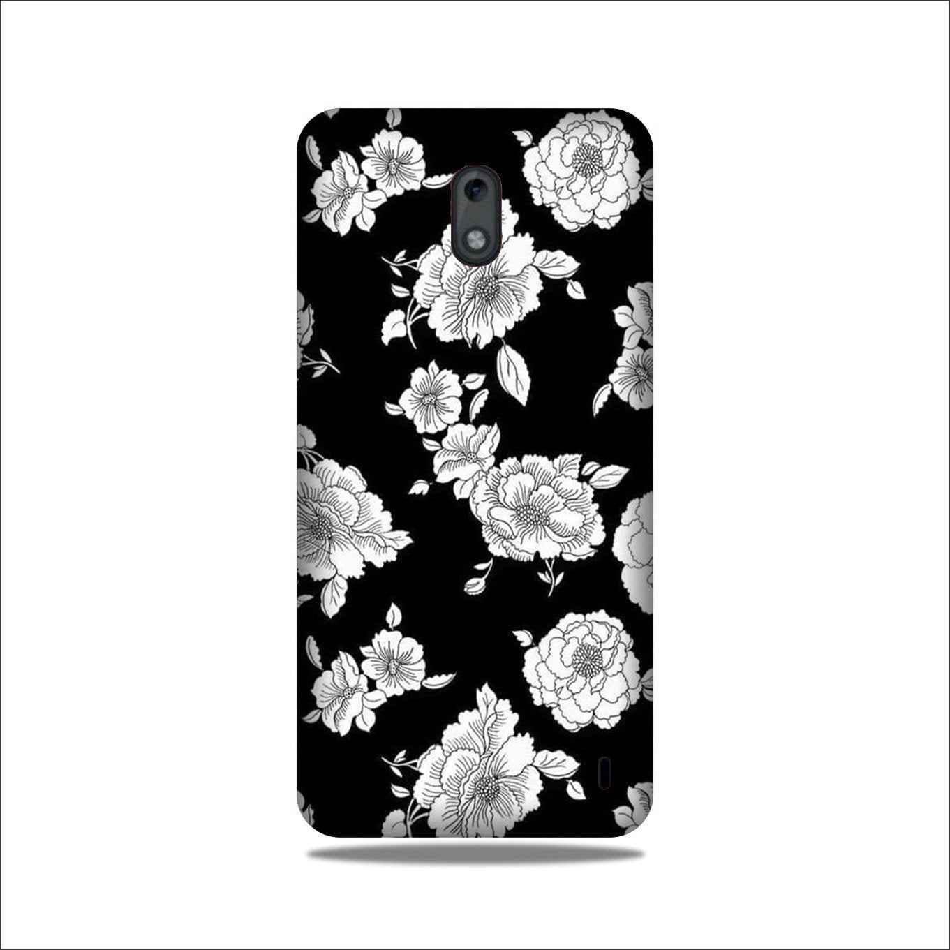 White flowers Black Background Case for Nokia 2