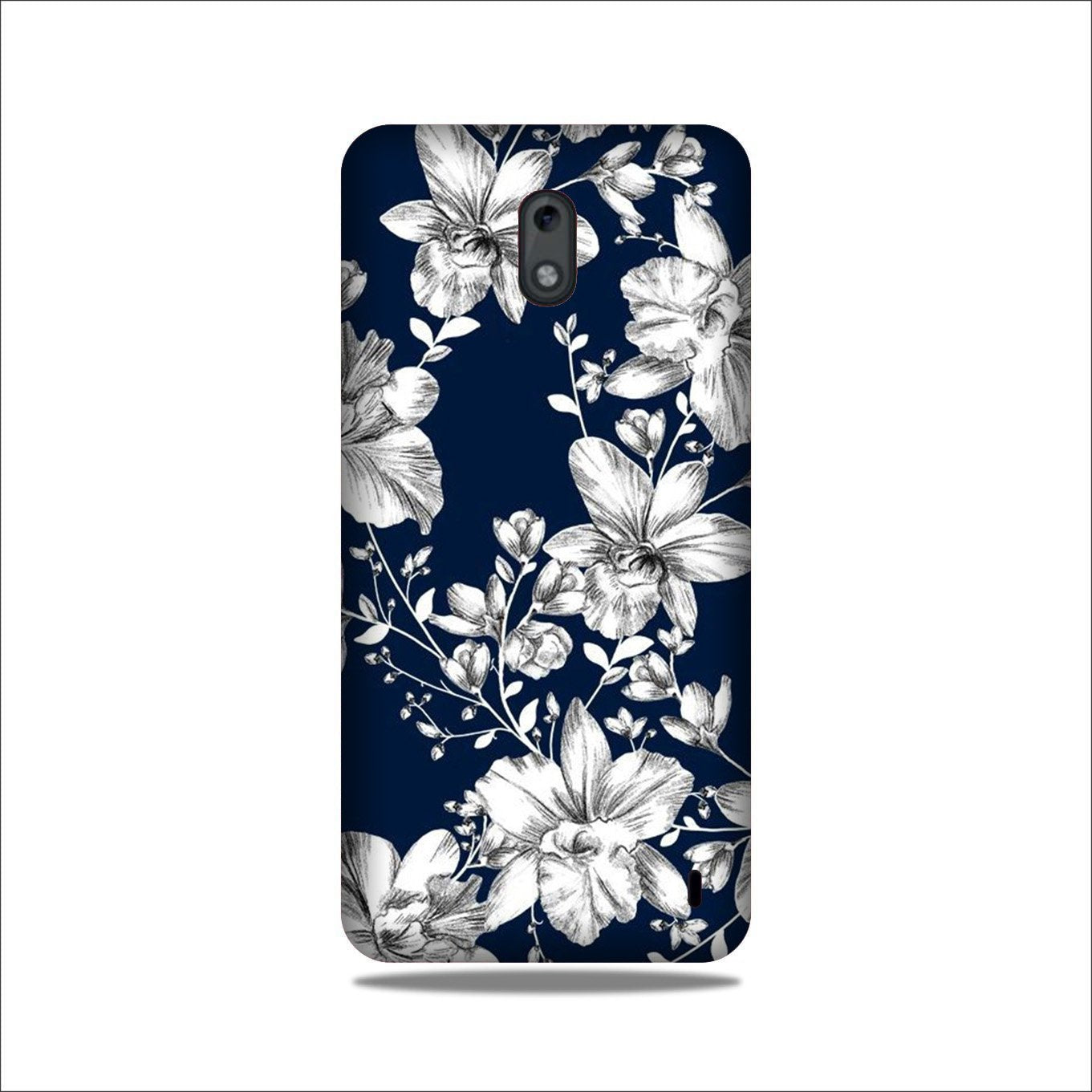White flowers Blue Background Case for Nokia 2
