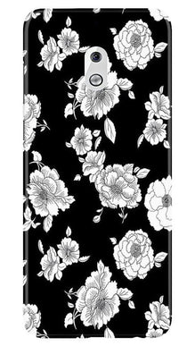 White flowers Black Background Mobile Back Case for Nokia 2.1 (Design - 9)