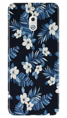 White flowers Blue Background2 Mobile Back Case for Nokia 2.1 (Design - 15)