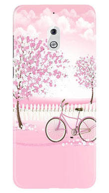 Pink Flowers Cycle Mobile Back Case for Nokia 2.1  (Design - 102)
