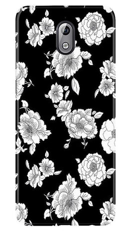 White flowers Black Background Case for Nokia 3.1
