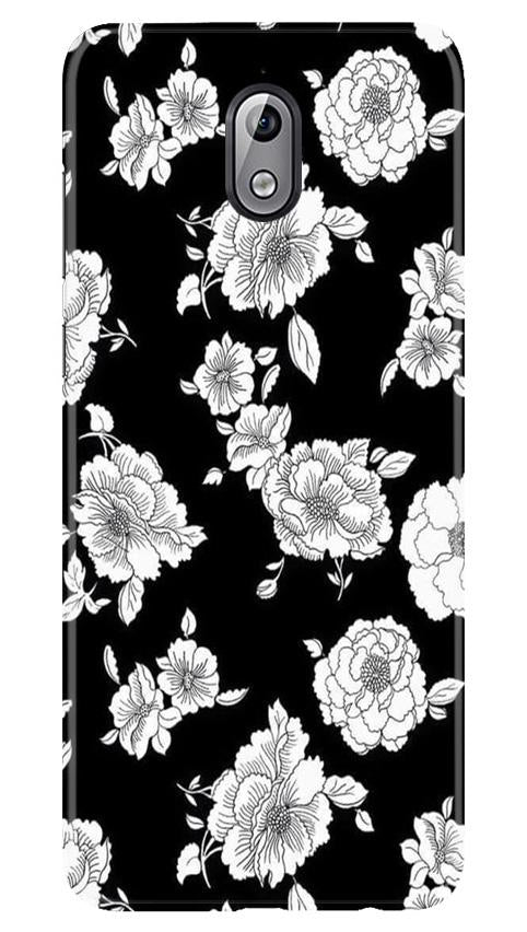White flowers Black Background Case for Nokia 3.1