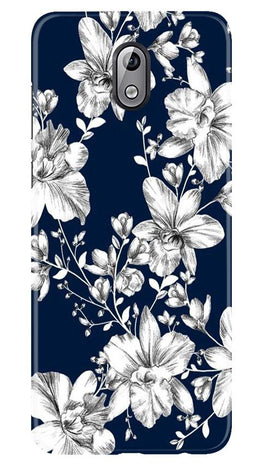 White flowers Blue Background Case for Nokia 3.1