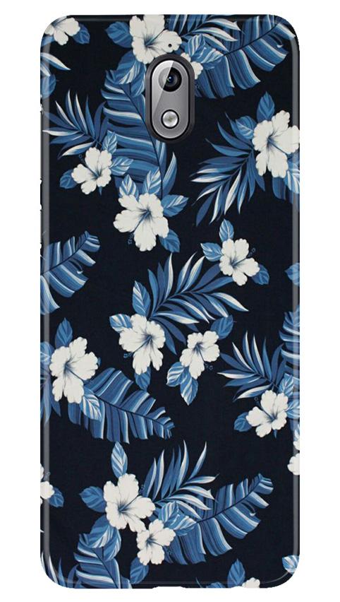 White flowers Blue Background2 Case for Nokia 3.1
