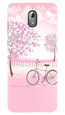 Pink Flowers Cycle Mobile Back Case for Nokia 3.1  (Design - 102)