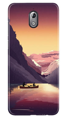 Mountains Boat Mobile Back Case for Nokia 3.1 (Design - 181)