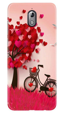 Red Heart Cycle Mobile Back Case for Nokia 3.1 (Design - 222)