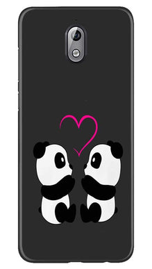 Panda Love Mobile Back Case for Nokia 3.1 (Design - 398)