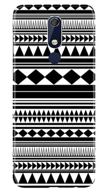 Black white Pattern Mobile Back Case for Nokia 5.1 (Design - 5)
