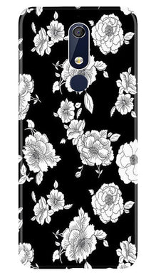White flowers Black Background Mobile Back Case for Nokia 5.1 (Design - 9)