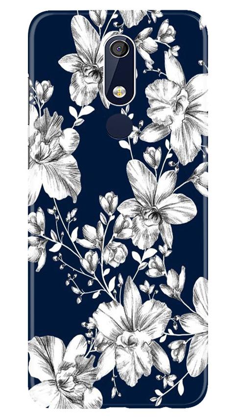 White flowers Blue Background Case for Nokia 5.1