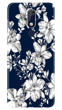 White flowers Blue Background Mobile Back Case for Nokia 5.1 (Design - 14)